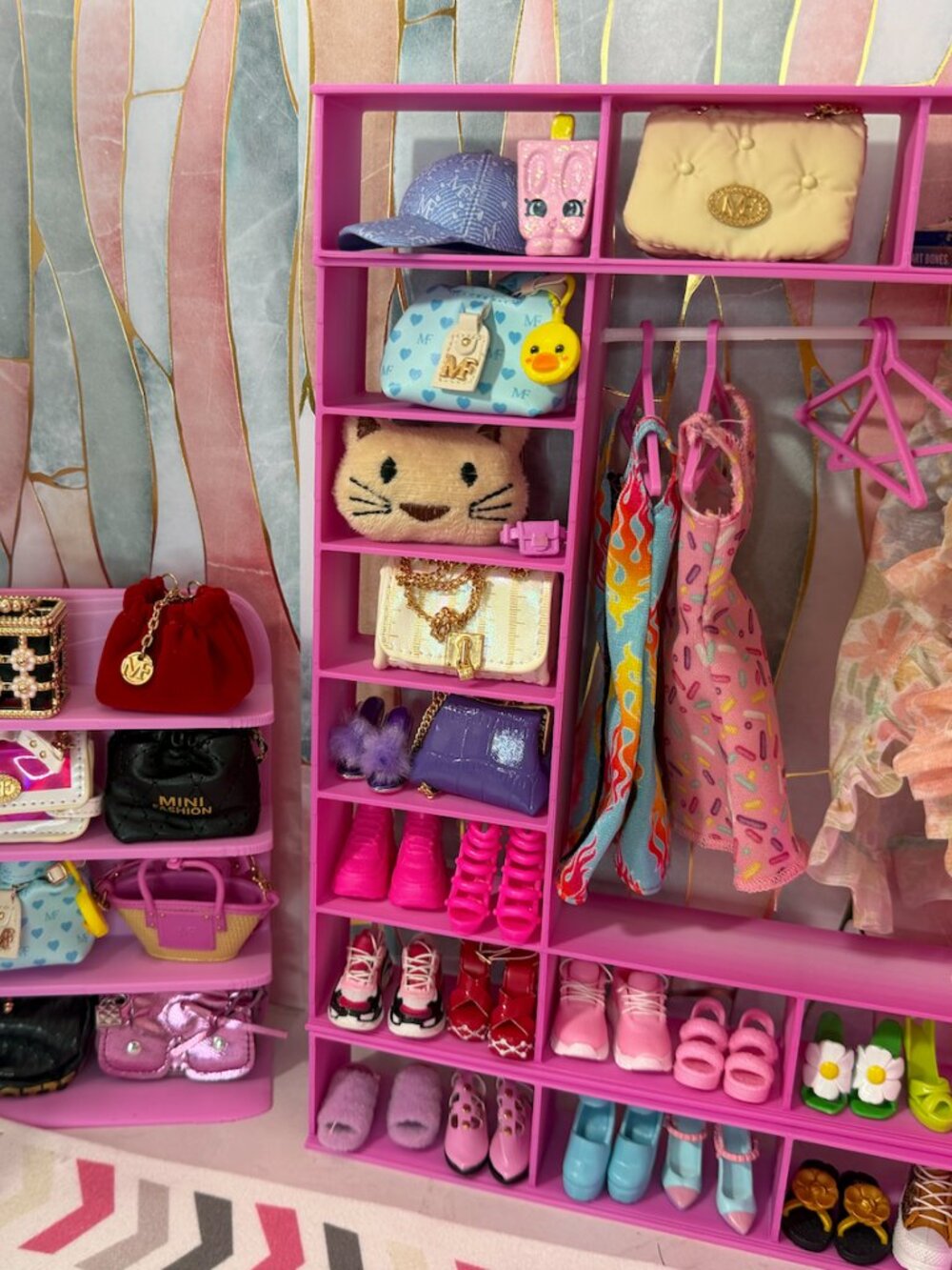 Barbie Closet + Shoe Rack Bundle | Doll Closet Organizer Shelf for Accessories